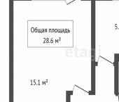 1-комн, 30кв м, этаж 1/5 Киевская улица, 9