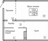 1-комн, 48 кв м, этаж 15/17 Большая улица