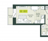 1-комн, 28 кв м, этаж 19/25 Вилюйская улица, 20