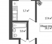1-комн, 28кв м, этаж 5/5 ул Гоголя, 27