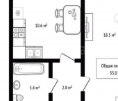 1-комн, 35кв м, этаж 1/17 Шатурская улица, 12