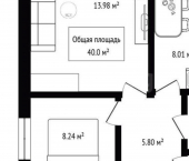 2-комн, 40кв м, этаж 1/3 Черёмушная улица, 51 к1