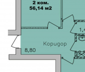 2-комн, 56кв м, этаж 5/9 Ленинский район, микрорайон Дивногорский, улица Романтиков, 22