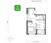 1-комн, 39 кв м, этаж 8/14 улица Богдана Хмельницкого, 148