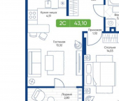 2-комн, 43 кв м, этаж 18/22 улица Королёва, 2